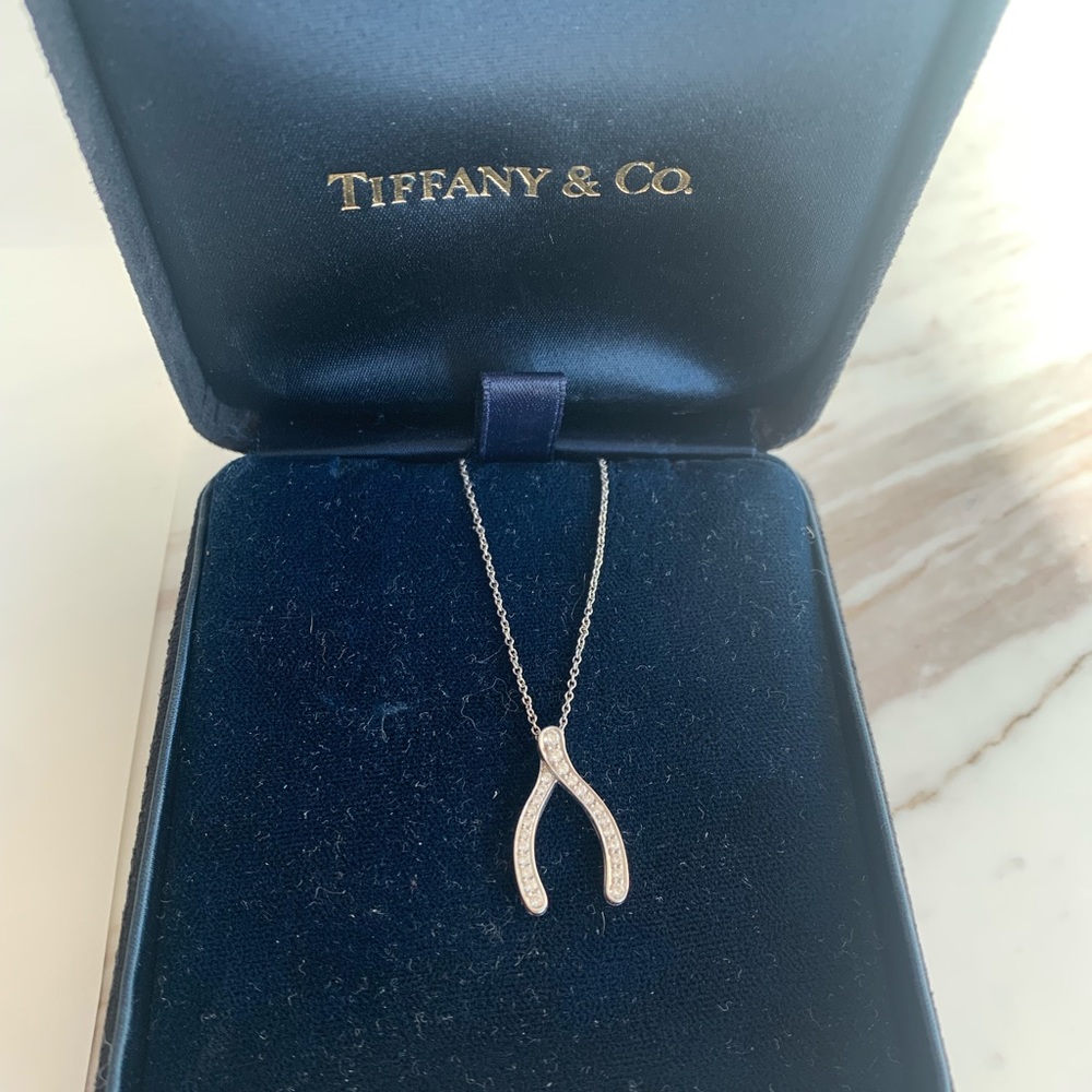 Tiffany & Co. Diamond platinum wishbone necklace